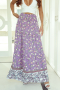 Дамска дълга пола в лилаво с флорален принт, снимка 3