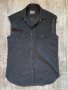 Дънкова нова мъжка черна риза без ръкави Zara S/M , снимка 1 - Ризи - 41773533
