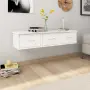 vidaXL Стенен рафт с чекмеджета, бял, 88x26x18,5 см, инженерно дърво, снимка 2