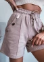 Дамски памучни къси панталони със златни копчета, снимка 5