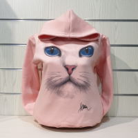 Нов дамски розов суичър с 3D принт Котка със сини очи, снимка 6 - Суичъри - 36147218