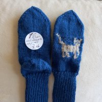 Ръчно плетени детски чорапи от 100% вълна мерино , ходило 16 см, снимка 2 - Чорапи - 41675980