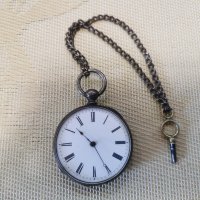 сребърен джобен часовник, снимка 1 - Джобни - 41711425