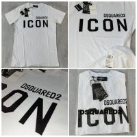 Dsquared ICON черен мат има с черни букви мат и бяла мъжка фланелка тениска блуза , снимка 3 - Тениски - 40353196