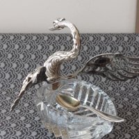 Прекрасен Сребърен съд за хайвер''лебед''-сребро- кристал ,сребърни, снимка 6 - Сервизи - 41473223