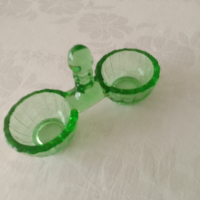 Зелено стъкло солница Арт Деко, снимка 1 - Антикварни и старинни предмети - 44732982