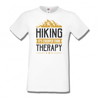 Мъжка тениска Hiking It's Cheaper Than Therapy,Къмпинг,Планина,Изненада,Подарък,Поход,Връх,Хижа,, снимка 2 - Тениски - 36351931