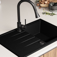 Кухненска мивка от Гранит модел Милано 780 x 500 mm - Черна, снимка 4 - Други - 36079169