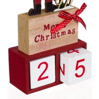Коледен декоративен дървен календар Дядо Коледа 20см, снимка 3 - Декорация за дома - 42670627
