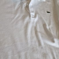 Бяла тениска с яка Lacoste, снимка 3 - Тениски - 41359450