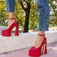 Обувки на ток - червен лак - VT2, снимка 2 - Дамски обувки на ток - 39390157