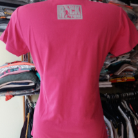 -15% Розова тениска със сребрист надпис и на гърба, снимка 3 - Тениски - 36324354