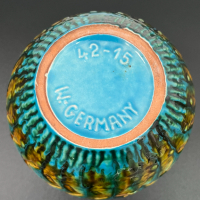 Западногерманска керамична ваза с емайл. №5233, снимка 8 - Антикварни и старинни предмети - 44823346