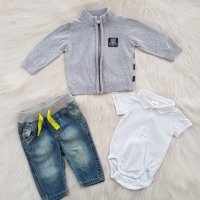 Боди риза H&M дънки и жилетка за бебе 1-2 месеца, снимка 14 - Комплекти за бебе - 42480666