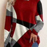 Дамска преходна блуза с геометричен модел, 5цвята , снимка 2 - Блузи с дълъг ръкав и пуловери - 44559855
