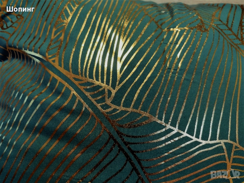 Ефектна декоративна възглавница - тюркоаз и златисто, снимка 1