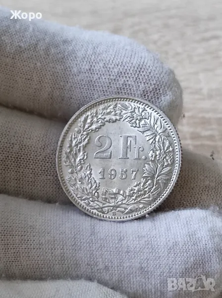 2 франка 1957 година Швейцария , снимка 1
