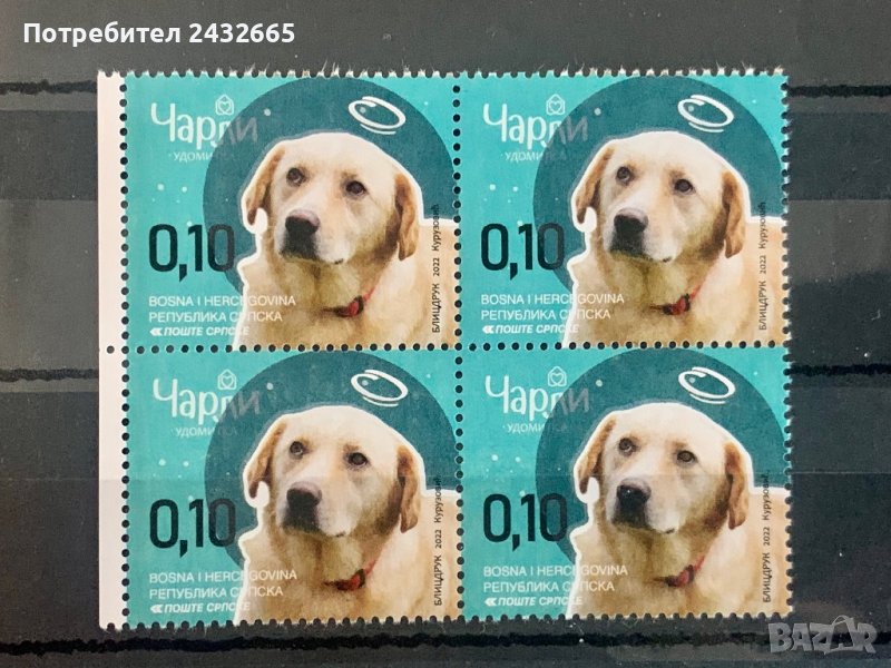 1285г. Босна и Х.( Реп.Сръбска ) 2022 = “ Definitives. Фауна. Кучето ” Чарли ”. ”,**,MNH , снимка 1