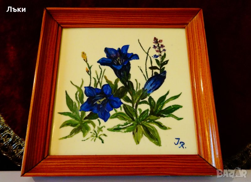 Авторска картина на J.Rieber,баварски порцелан. , снимка 1