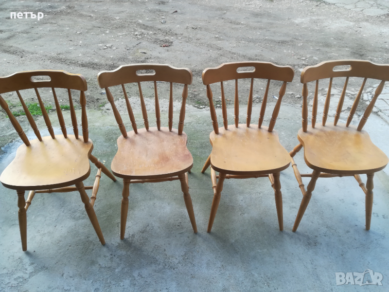 Столове трапезни комплект- стругован бук, снимка 1