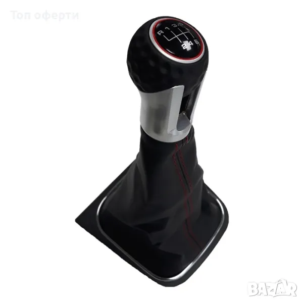 Топка за скоростен лост с маншон съвместима с VW Golf GTI 03-12 с 6 скорости - червен конец, снимка 1