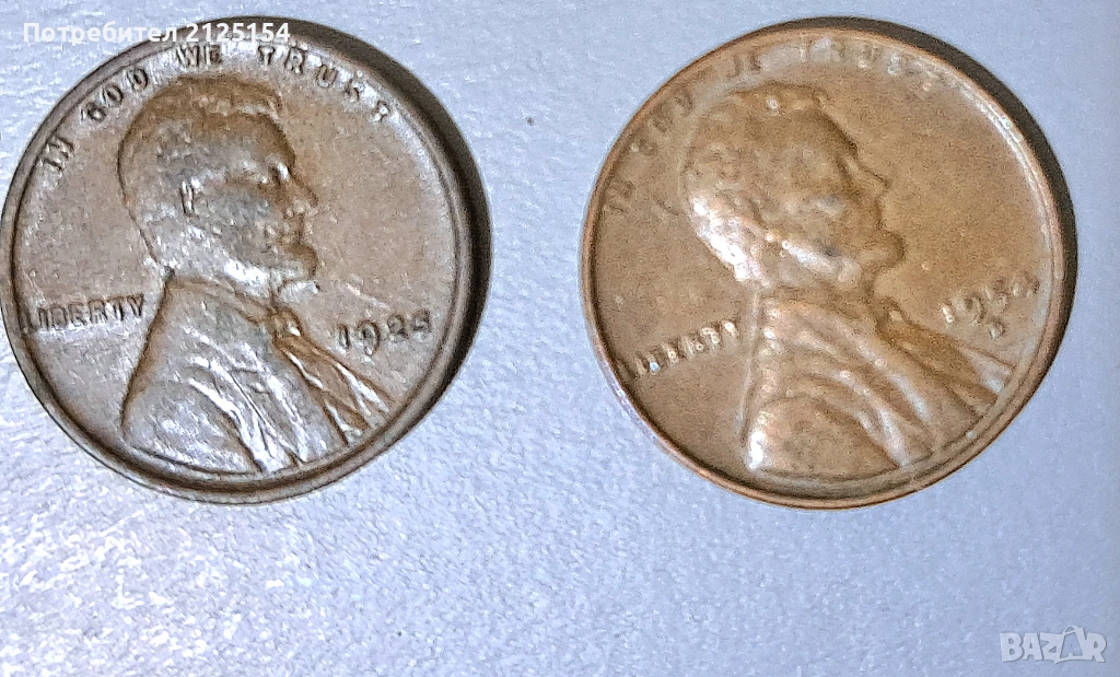 Лот Лнкълн цент,1925/1954 г., снимка 1