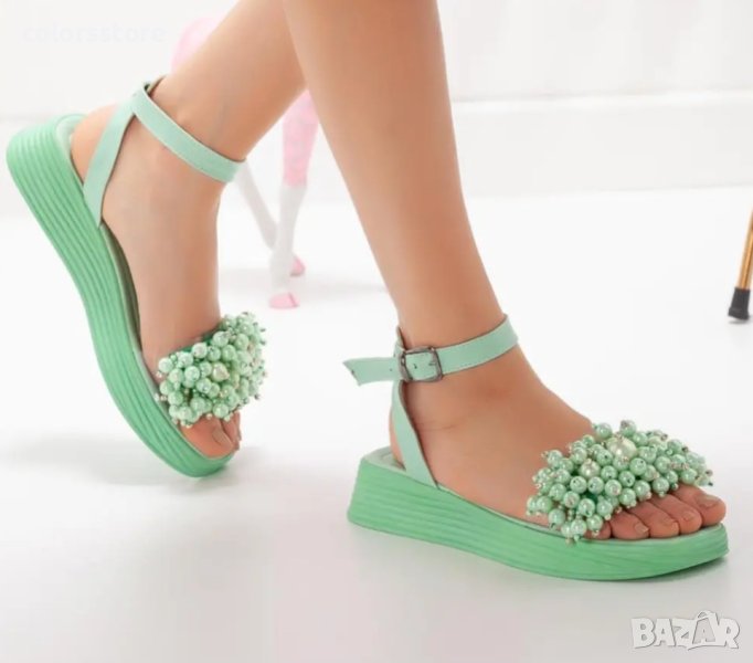 Равни сандали - светлозелени, снимка 1