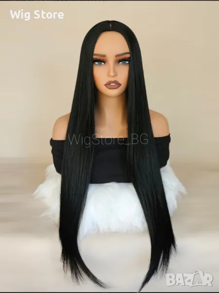 Права черна перука без бретон, снимка 1