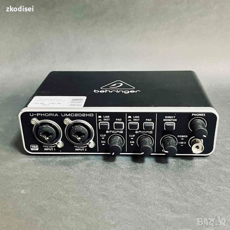 Аудио интерфейс BEHRINGER U-PHORIA UMC202HD, снимка 1
