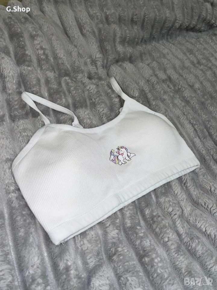 Памучно бяло бюстие спортно , снимка 1
