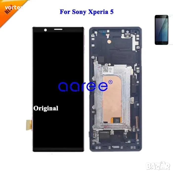 AMOLED оригинален дисплей Sony Xperia 5 с рамка черен, снимка 1