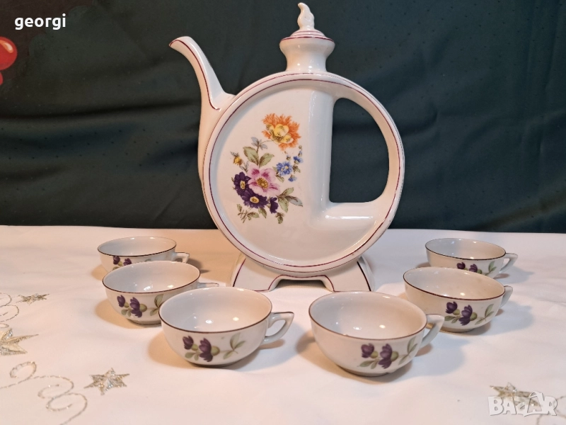 български порцеланов сервиз за ракия завод Сталин Видин 27/5, снимка 1