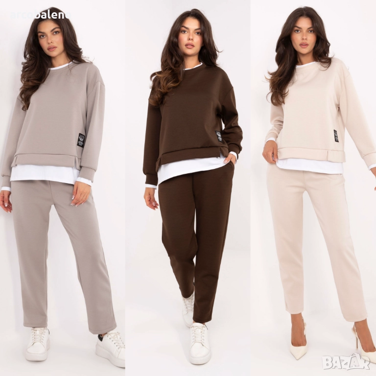 Дамски ежедневен комплект от две части с бяла вложка, 3цвята , снимка 1