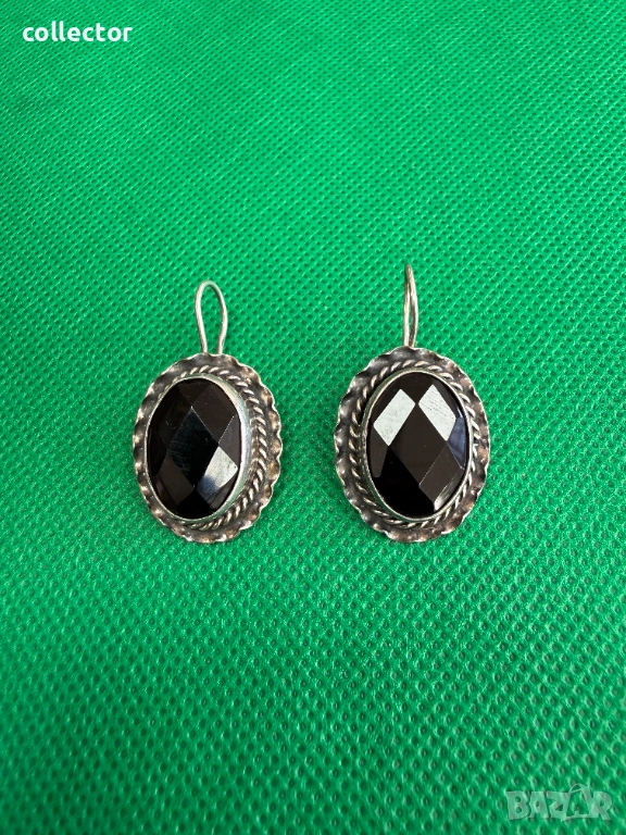 Ръчно изработени сребърни обеци с черен оникс. №7717, снимка 1