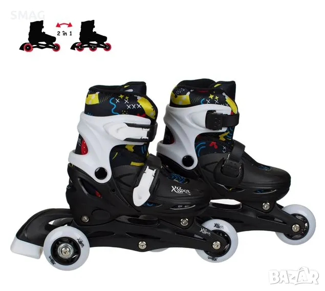 Детски ролери бели черни с шарки (31-34) S_1198247, снимка 1