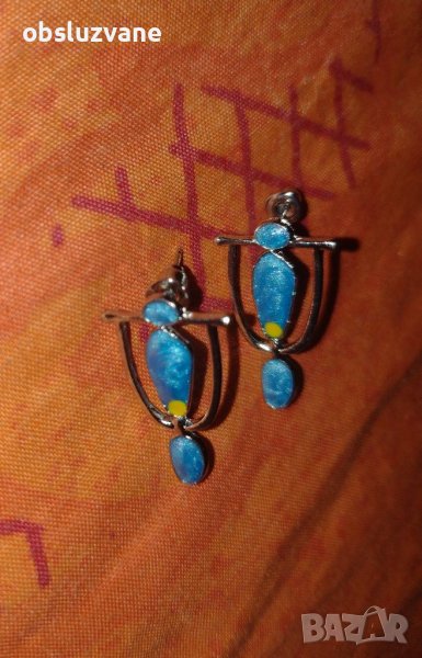 Нежни обеци в синьо и сребро, снимка 1