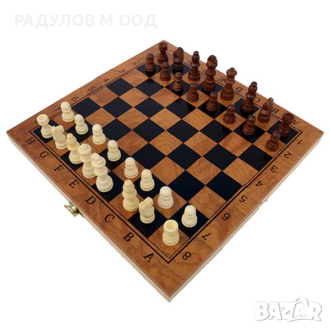 Шах и табла дървен 40см, снимка 2 - Шах и табла - 19214352