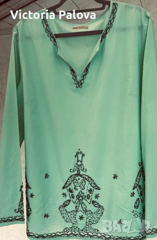 Красива блуза  SOUL REBEL индийски памук с мъниста, снимка 3 - Ризи - 50549498