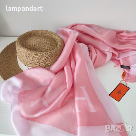 Розов шал Hermes за плаж, снимка 1 - Шалове - 41660293