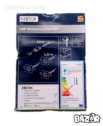 Комплект 3 бр. LED лампи за вграждане FLECTOR 917575 280lm, 3W, 30 000h, 2700K, Energy A+, снимка 3 - Лед осветление - 40027929