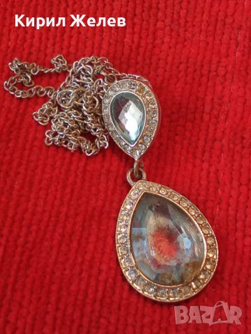 ПОСРЕБРЕН КРАСИВ НЕЖЕН МЕДАЛЬОН КОЛИЕ с ФАСЕТИРАН БОХЕМСКИ КРИСТАЛ 24349, снимка 2 - Колиета, медальони, синджири - 33962680