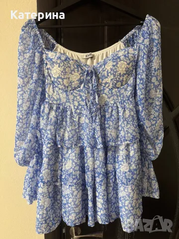 Дамска нежна рокля в синьо, снимка 2 - Рокли - 49607708