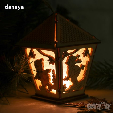 2494 Светеща коледна къщичка Весел Снежко, 10см, снимка 2 - Декорация за дома - 34524556