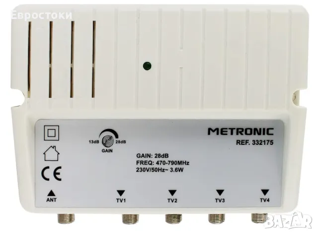 Усилвател на сигнала METRONIC 332175, 4-лентов усилвател за телевизионна антена с 4G/5G съвместимост, снимка 4 - Приемници и антени - 49583494