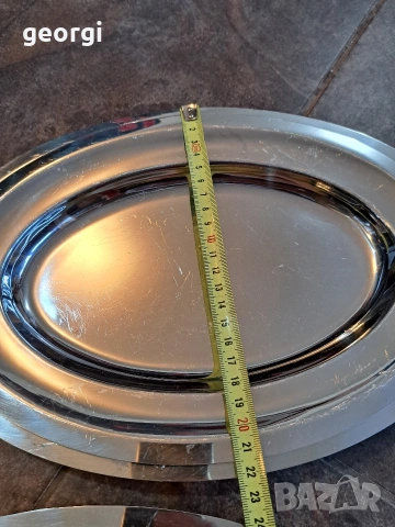 три овални италиански иноксови плата 32/4, снимка 10 - Чинии - 53159672