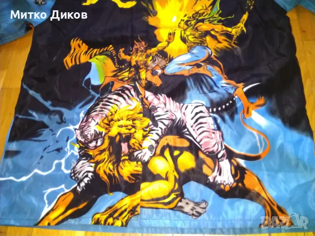 Риза маркова на  Excellent X2K Gyber Goth Anime Grunge Tiger Lion Fighting размер Л  отлична, снимка 2 - Ризи - 48970492