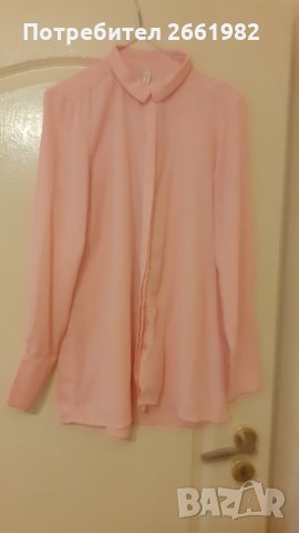  Розова риза - изкуствена коприна, снимка 3 - Ризи - 33998716