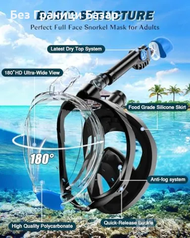 Нова Шнорхел маска – Лесно дишане, Панорамен изглед, Сгъваема, Камера стойка, снимка 2 - Водни спортове - 49390440