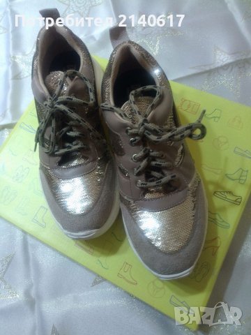 Дамски сникърси в цвят капучино и злато N:38, снимка 3 - Маратонки - 39835298