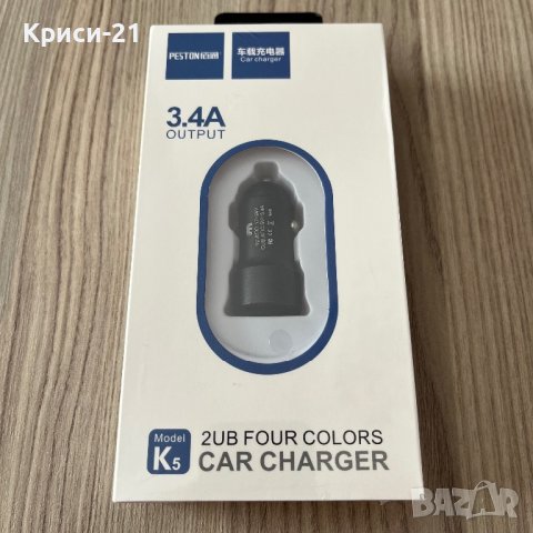 Зарядно за кола Peston K5 3.4A dual, снимка 2 - Оригинални зарядни - 42247361